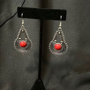 Vintage red stone earrings